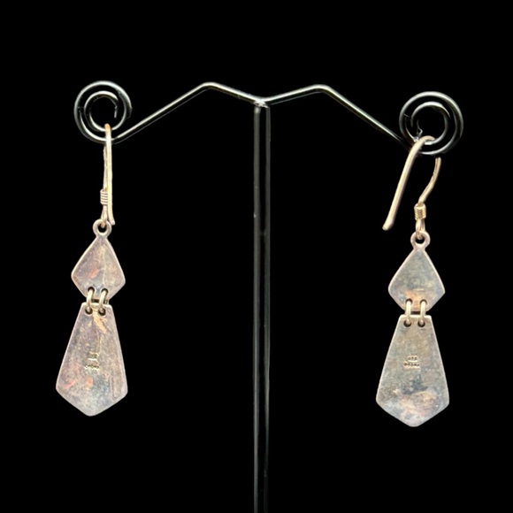 925 BOMA Sterling Silver Earrings Dangle Drops Black Onyx Vintage Estate 6.9g - Picture 3 of 12